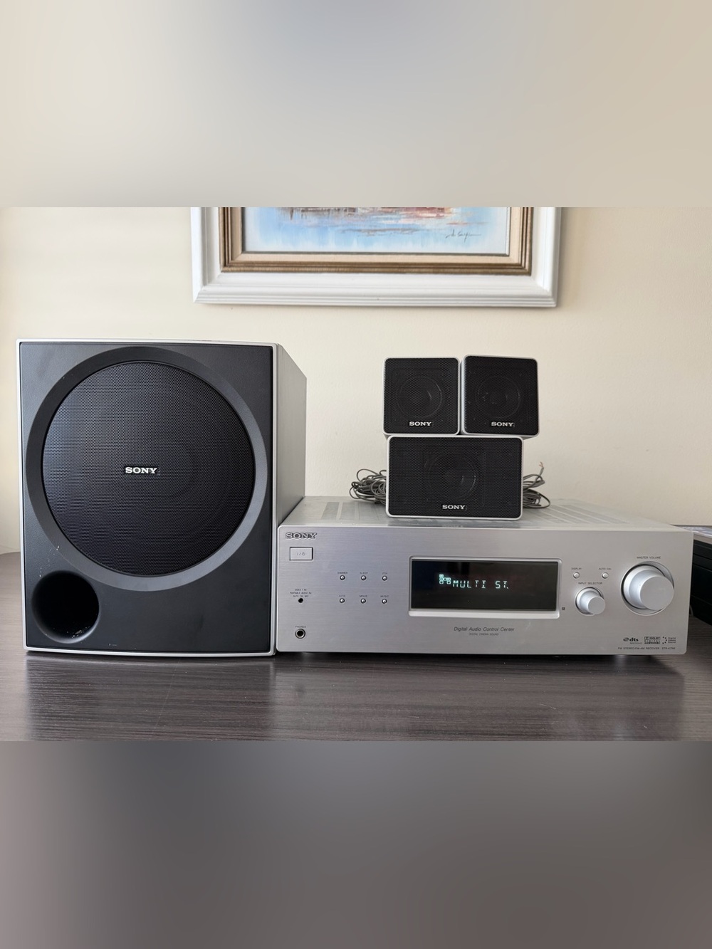 Sony STR-K790 Home Theater Receiver System Subwoofer & 3 Speakers T/W No Remote